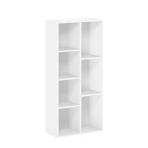 Furinno 11048 Librerie, Legno, Bianco, 7 scomparti