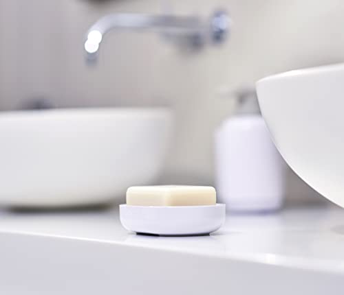 Joseph Joseph Duo Portasapone per Bagno Cucina, Drenaggio Rapido ed Efficiente con fondo rimovibile e facile da pulire, Bianco