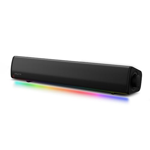 CREATIVE Soundbar compatta da gaming Sound Blaster GS3 con RGB e tecnologia SuperWide, alimentata tramite USB, Bluetooth 5.4, porta di uscita cuffie