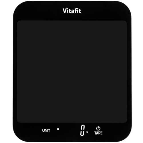 Vitafit 15kg Bilancia da Cucina Digitale, Bilancia Alimentare Elettronica Multifunzione in Grammi e Once, Graduazione Precisa 1g/0.1oz, Batterie Incluse, Nero