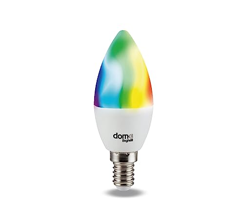 Beghelli - Lampadina LED Smart OLIVA E14 5W RGB-CCT WiFi, Compatibile con Alexa, App Dom-e, Controllo Vocale, Regolazione Colori e Intensità, Facile Installazione, 1 Unità, Bianco