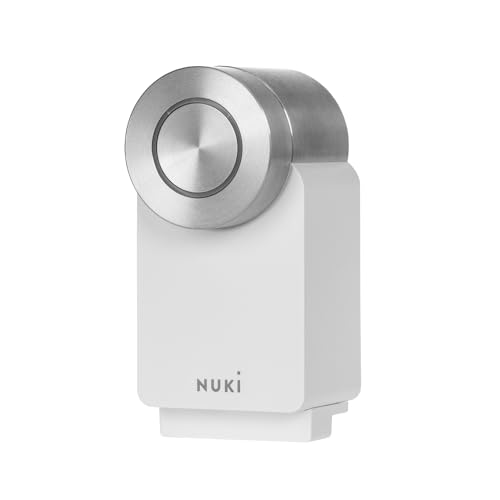 Nuki Smart Lock Pro (quarta generazione), serratura smart con WiFi e Matter per l'accesso remoto, serratura elettronica che trasforma lo smartphone in chiave, con Power Pack batterie, bianco