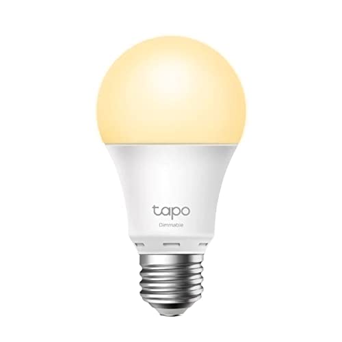 TP-Link Tapo L510E Lampadina Wi-Fi E27, Funziona con Amazon Alexa e Google Home, 806 lumen, Giallo caldo dimmerabile dall' 1% al 100%, 2700 K, Controllo da remoto, 1 pezzo