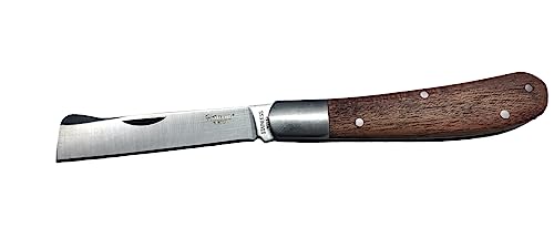 Terryshop74 Coltello da Giardino per innesti 70 mm richiudibile Manico in Legno asola per innesto