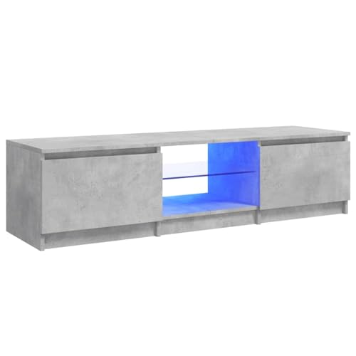 vidaXL Mobile Porta TV con Luci LED Grigio Cemento 140x40x35,5 cm