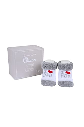 Chicco Scatola con babbucce, Calze Unisex 0-24, Grigio, taglia unica