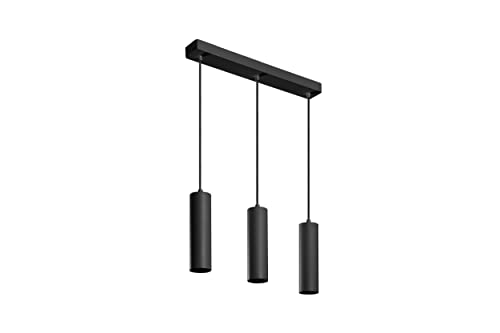 GTV lighting - Lampada a sospensione LED TRESOS II per interni scandinavi, minimalisti o moderni, lunghezza del cavo regolabile, 3 x GU10, alluminio, IP20, max. 3 x 20 W, nero