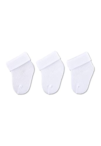 Sterntaler Calzini Appena Nati, Pacco da 3, Unisex - Bimbi 0-24, Bianco, 0-4 Mesi