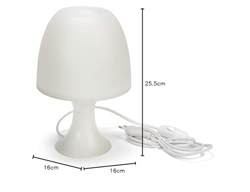 VELAMP MUSHROOM - Lampada da tavolo – Design moderno ed elegante – Lampada E14 – Struttura in plastica colore bianco