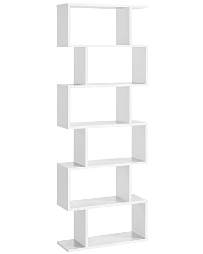 VASAGLE Scaffale a 6 Ripiani, Libreria, Divisorio per Stanza, Organizzatore Autoportante a Cubi, Stile Moderno, per Soggiorno, Camera da Letto, Ufficio, Bianco LBC61WT