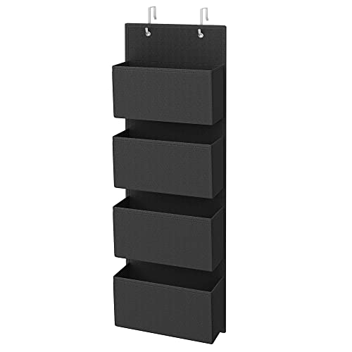 SONGMICS Portaoggetti da Appendere con 4 Tasche, Organizzatore da Porta e Parete, per Camera da Letto, Soggiorno, Ufficio, 12 x 33,5 x 100 cm, Nero RDH004B01