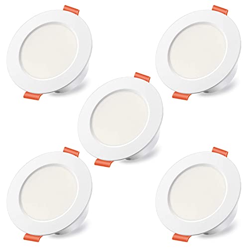 Faretti LED da Incasso per cartongesso, 8 W Equivalenti a 60 W, Bianca Calda 2700K 800LM AC 220-240V, Foro Ø68-85mm (Pacco da 5)