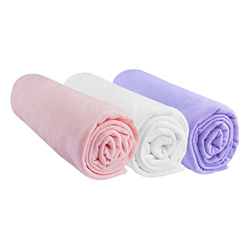 Set di 3 lenzuola con angoli, in cotone jersey, 60 x 120 cm, colore: rosa e bianco puro, marca Easy Dort | per culla o lettino 60 x 120 cm | Oeko Tex | sonno sano | facile da pulire | età 0 – 4 anni