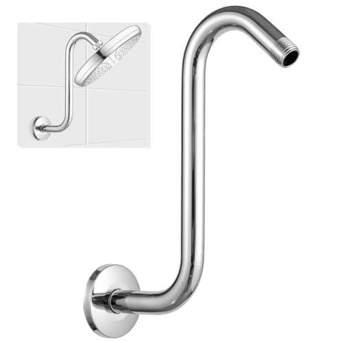 JINYOMFLY Braccio Doccia a Parete 20 cm, Prolunga Doccia in Acciaio inox G1/2 Universali per Soffione a Pioggia fisso, Braccio di Prolunga per Doccia, Braccio Estensibile per Soffione (Argento, 20cm)