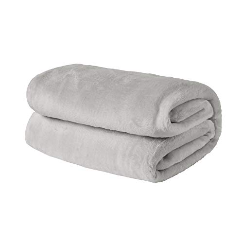 Brentfords - Coperta super morbida in pile di flanella, grande, soffice e calda, colore: grigio argento, 150 x 200 cm