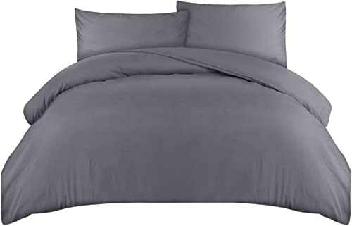 Utopia Bedding Copripiumino King Size - Microfibra Copripiumino 230x220cm + Federe 50x75cm - Grigio