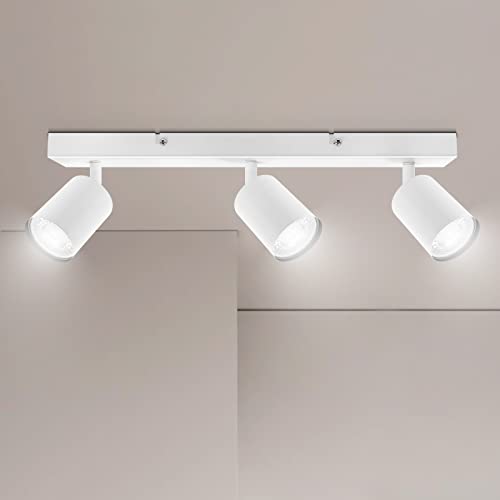 Ketom Lampada Faretti da Soffitto Orientabili, GU10 Faretti LED da Soffitto Bianco, Moderna Plafoniera LED Faretti 3 Luce, Faretto da Parete Interno per Barra, Cameretta, Cucina, Senza Lampadina