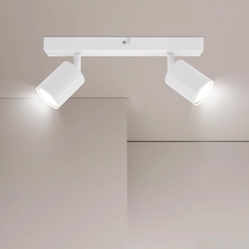 Ketom Lampada Faretti da Soffitto Orientabili, GU10 Faretti LED da Soffitto Bianco, Moderna Plafoniera LED Faretti 2 Luce, Faretto da Parete Interno per Barra, Cameretta, Cucina, Senza Lampadina