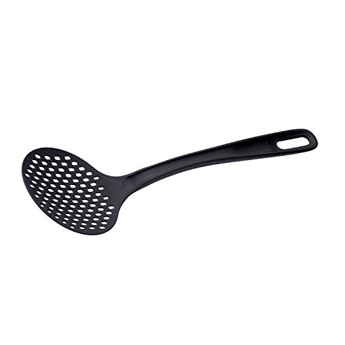 PIAZZA - Schiumarola in Nylon Nero da Cucina (Diametro 12cm) con Comodo e Pratico Manico. Mestolo per Friggere Cibo e Scolapasta, Spaghetti, Noodles, Verdure