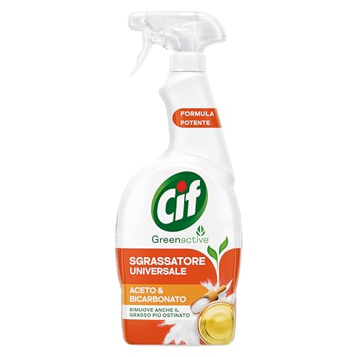 Cif Sgrassatore Universale, Sgrassatore Cucina con Aceto e Bicarbonato, 650 ml, per Pulire il Grasso Più Ostinato di Forno, Fornelli e Piano Cottura, con Agenti Pulenti di Origine Naturale