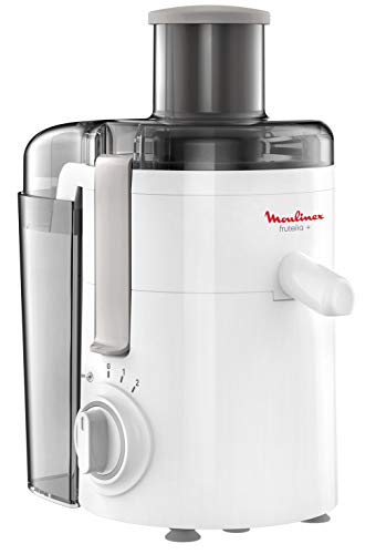 Moulinex JU3701 Frutelia + Centrifuga, Ampia Apertura, Facile da Pulire, 2 Velocità e Modalità Pulse, 350 W, Bianco