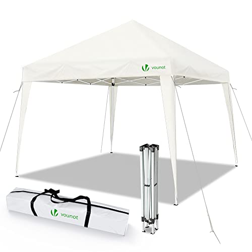 VOUNOT Gazebo Pieghevole da Giardino 3x3 M, Mercato Tenda Pop up con 4 Sacchi di Sabbia di Peso e Sacca di Trasporto, Bianco