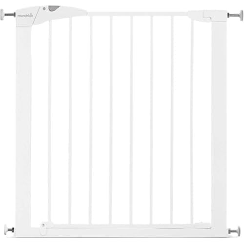 Munchkin Maxi Secure Cancelletto di Sicurezza per Bambini, Barriera in Metallo per Scale e Vani Porta, Fissaggio a Pressione senza Viti, Larghezza da 76 a 82 cm, Colore: Bianco