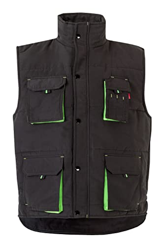 Velilla 205902; Gilet imbottito bicolore multitasche; colore nero e verde lime; taglia XL