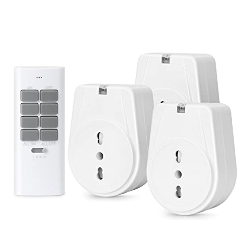 TOUCHXEL 3680W Presa Telecomandata con Telecomando, Wireless Interruttore Spine con 12 Canali Remotio, Presa Radiocomandata Fino a 30m di Raggio Operativo, 3 Prese e 1 Telecomando