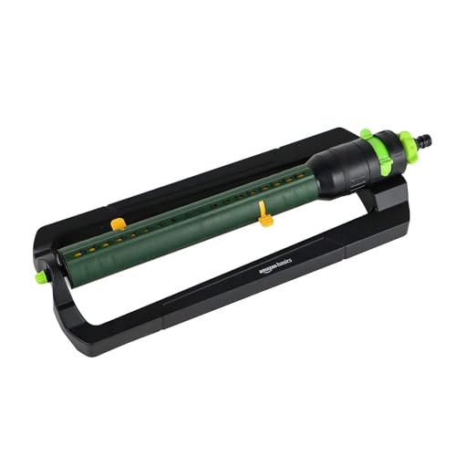 Amazon Basics Irrigatore oscillante con regolazione a due vie e adattatore di utensile da 19 mm, Nero, 49,7 x 17 x 8cm