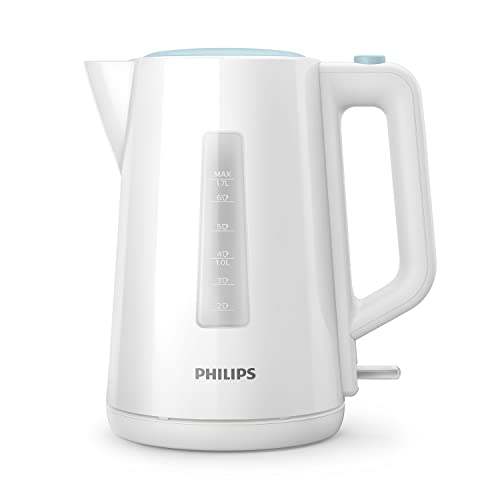 Philips Bollitore Elettrico - 1,7 L, Coperchio a Molla, Spia Luminosa, Base Girevole, Bianco (HD9318/00)