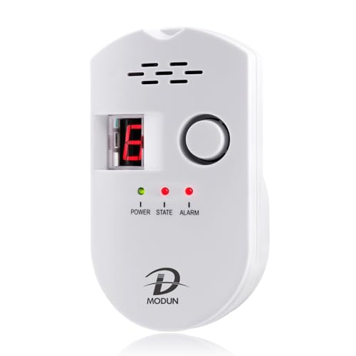 Rilevatore di Gas, GPL/Gas Naturale/Rilevatore Gas di Carbone, Sensore Plug-in Rilevatore di Fughe di Gas con Allarme Sonoro e Display digitale LED, Methane Propane Butano Combustible gas Allarme