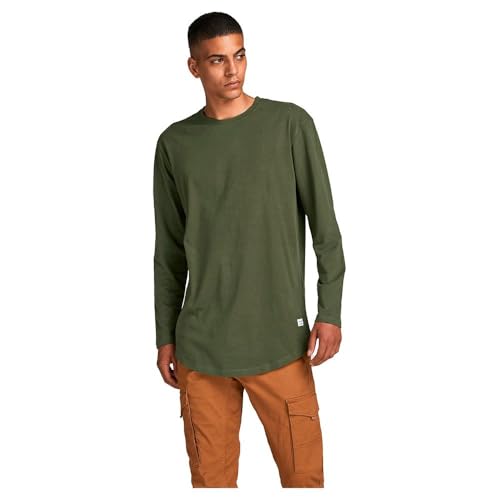 JACK & JONES JJENOA TEE O-NECK LS NOOS, T-Shirt Uomo, Verde (Forest Night Fit:Relaxed), L