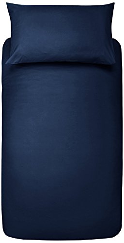 Amazon Basics - 2 unità Set con copripiumino in microfibra, 135 cm x 200 cm, 50 cm x 80 cm x 1, Blu Marino, Tinta unita