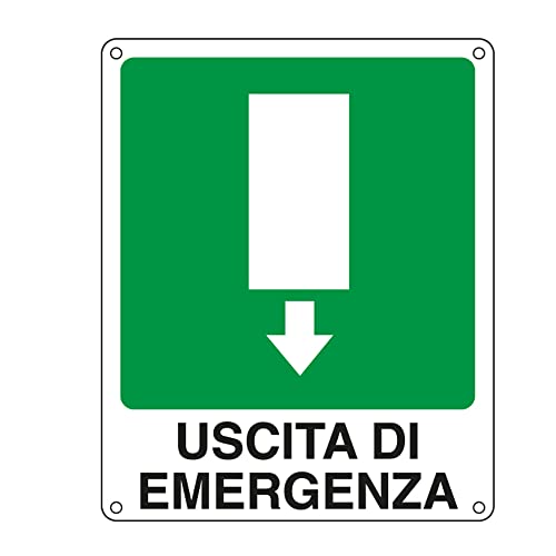 CARTELLO ALLUMINIO 25x31cm 'USCITA DI EMERGENZA' CARTELLI SEGNALATORI