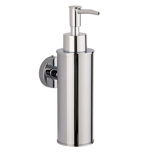 BGL Dispenser di sapone in acciaio inox 304 montato a parete per decorazione (rotondo, cromo)