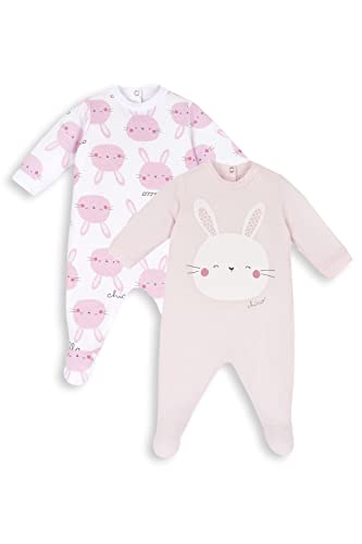 Chicco Set Tutine In Cotone con piedino, Tutina Unisex 0-24, Rosa, 3 mesi (pacco da 2)