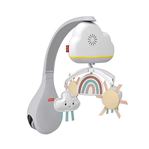 Fisher-Price-Giostrina Dolce Arcobaleno per Culla Fianco Letto, Unità Rilassante da Appoggio e Unità Sonora da Culla, Compatibile con le Culle, Giocattolo per Bambini 0+ Mesi, HBP40