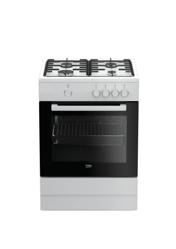 beko FSG62000DW Beko-FSG62000DW-Cucina e Forno Integrato a Gas, Piano Cottura con 4 Fornelli-Bianco, 60 x 60 x h85 cm, 2900 W, 64 Litri, Acciaio Inossidabile