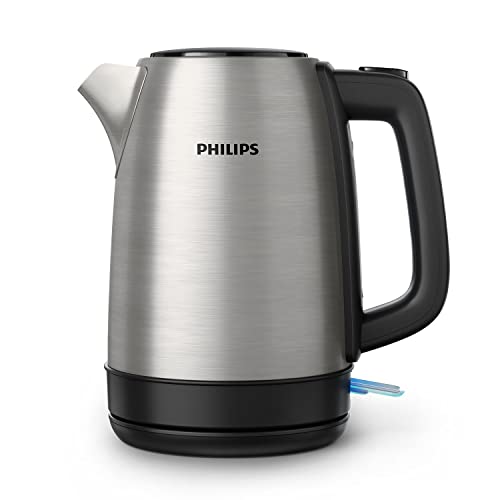 Philips Bollitore Elettrico - 1,7 L, Coperchio a Molla, Spia Luminosa, in Acciaio Inox, Base Girevole (HD9350/90)