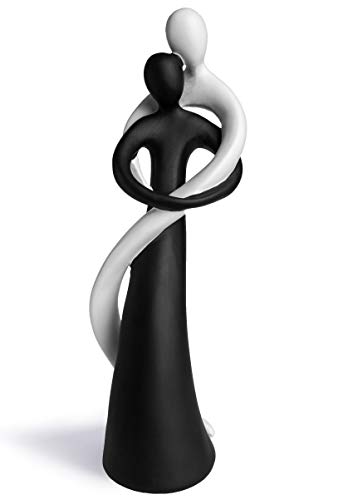 Coppia Armonica in Bianco e Nero - Scultura Dipinto a Mano Alta 27cm - Elegante Statua Come Simbolo di Amore e affetto - Figura Decorativa Perfetta Come Regalo