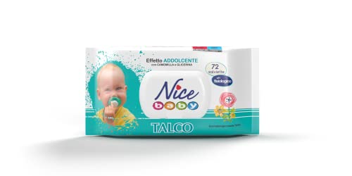 Nice Salviette Detergenti per Bambini e Neonati, Camomilla e Glicerina, 72 Salviette