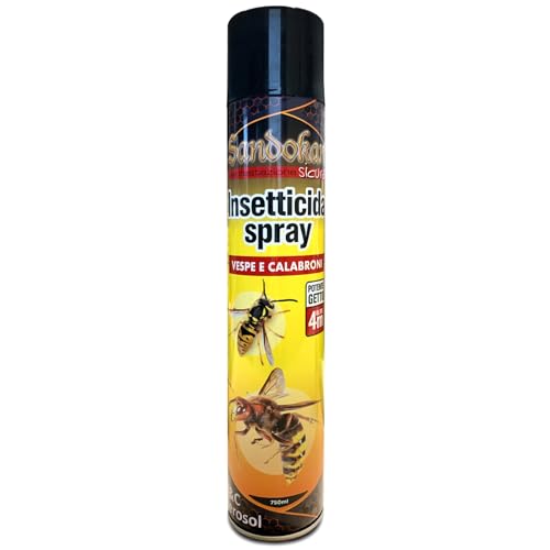 Sandokan, Insetticida Antivespe e Calabroni, Azione immediata, 750 ml Getto Spray da 5 Metri, Effetto Lunga Durata, Anti Vespe e Nidi di Vespe Esterno Interno a base di Piretro