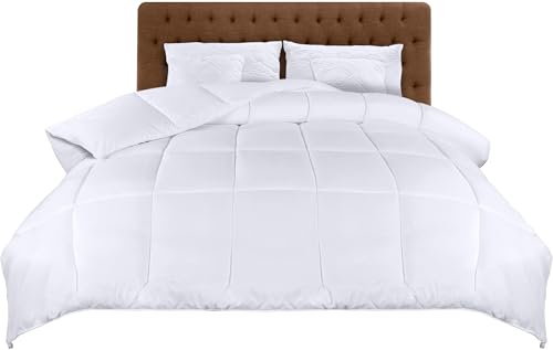 Utopia Bedding Piumino 220 x 240 cm, Piumone Leggero per Letto Matrimoniale, 100% Imbottitura in Fibra Cava, Trapunta in Microfibra per Tutte le Stagioni (Bianco)