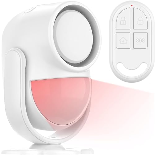 Luckydeer Sensore Movimento Allarme 125DB, Allarme Casa Senza Fili, Antifurto Casa Wireless con Telecomando, Sirena Allarme Perimetrale per Garage, Porta, Finestre, Esterno (bianco)