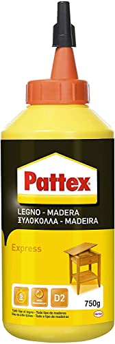 Pattex Colla Vinilica Express colla per legno ad incollaggio rapido, adesivo acetovinilico per montaggi, assemblaggi e laminature su legno, colla bianca, 1x750g