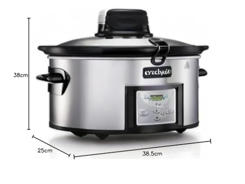 Crock-pot CSC012X Slow Cooker, Pentola per Cottura Lenta, Capienza 5.7 lt, fino a 6-8 persone, 2 impostazioni cottura, Auto Mescolante, Display Digitale, Timer Countdown