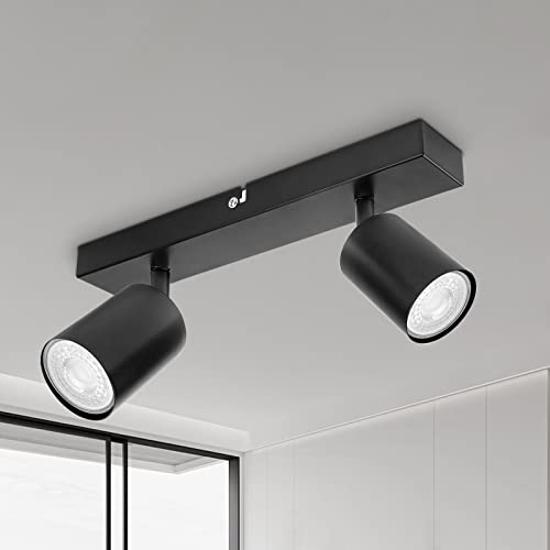 Dehobo Lampada Faretti da Soffitto LED Orientabili, Faretti da Parete Interno GU10 Nero, Lampadario LED Moderna da Soffitto per Camera da Letto Cucina Soggiorno, Lampadina GU10 non Inclusa