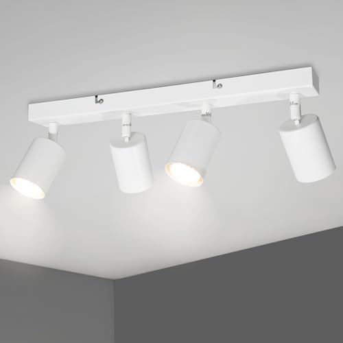 TaFiCo Faretto Soffitto GU10 - Faretti LED Soffitto Orientabili - Lampadario Soffitto Bianco - Faretti da Soffitto con 4 Luci - Lampadina Non Inclusa