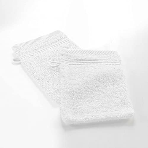 Douceur d'Intérieur, 2 guanti da bagno (15 x 21 cm) teneresse bianco, spugna